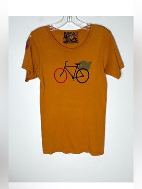 Freecity Bread and Bikes Graphic Tee Limited Edition Shirt in Orange sz S